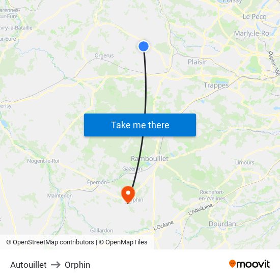 Autouillet to Orphin map