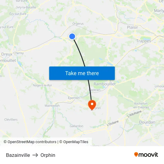 Bazainville to Orphin map
