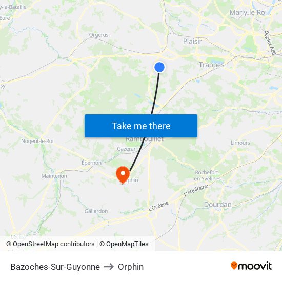 Bazoches-Sur-Guyonne to Orphin map