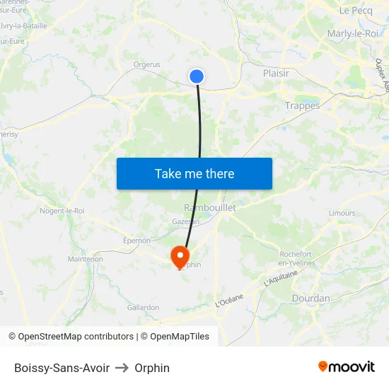 Boissy-Sans-Avoir to Orphin map