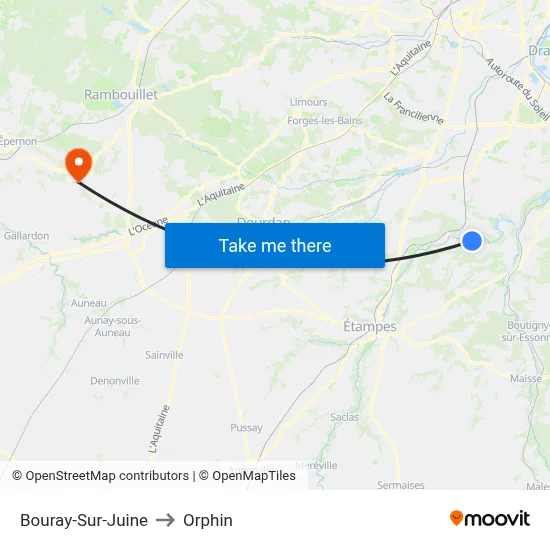 Bouray-Sur-Juine to Orphin map