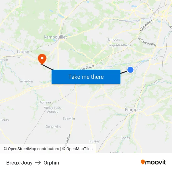 Breux-Jouy to Orphin map