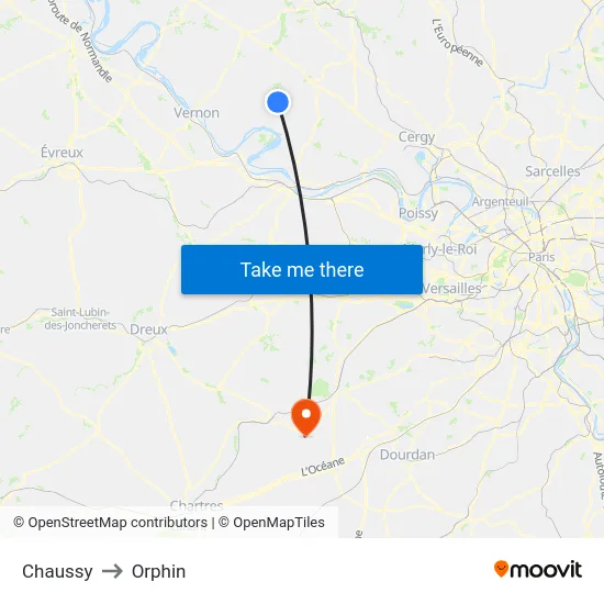 Chaussy to Orphin map