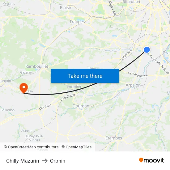 Chilly-Mazarin to Orphin map