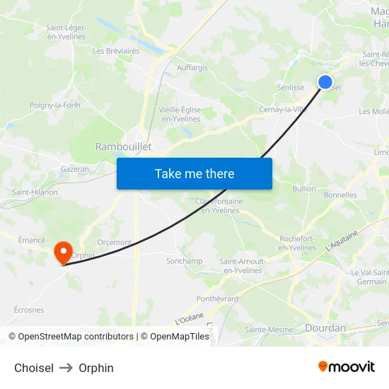 Choisel to Orphin map