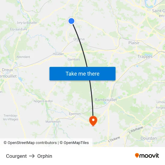 Courgent to Orphin map