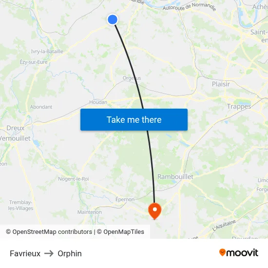 Favrieux to Orphin map