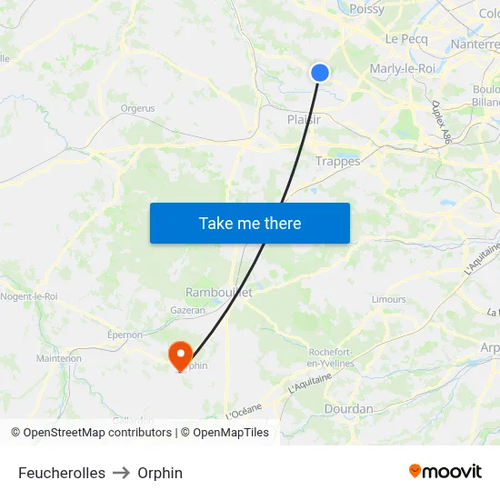 Feucherolles to Orphin map