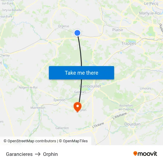 Garancieres to Orphin map