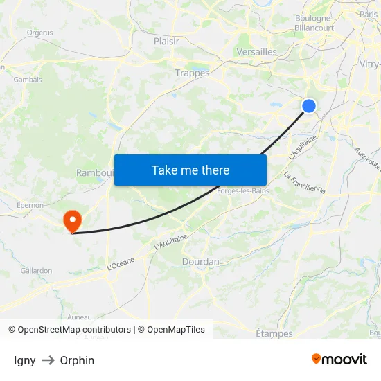 Igny to Orphin map
