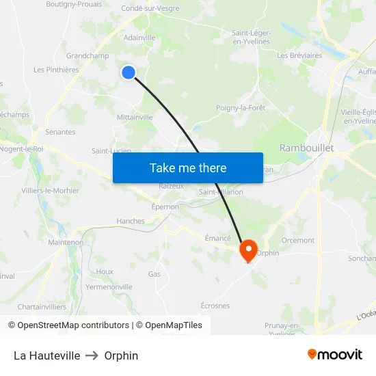 La Hauteville to Orphin map