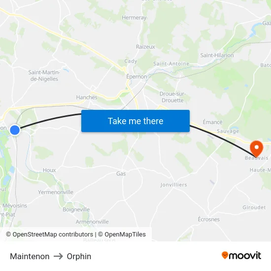 Maintenon to Orphin map