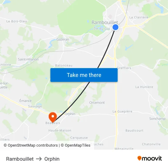 Rambouillet to Orphin map