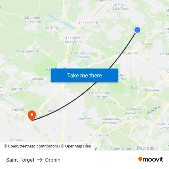 Saint-Forget to Orphin map