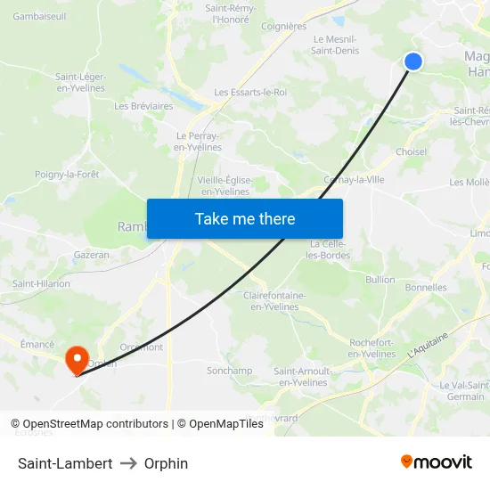 Saint-Lambert to Orphin map