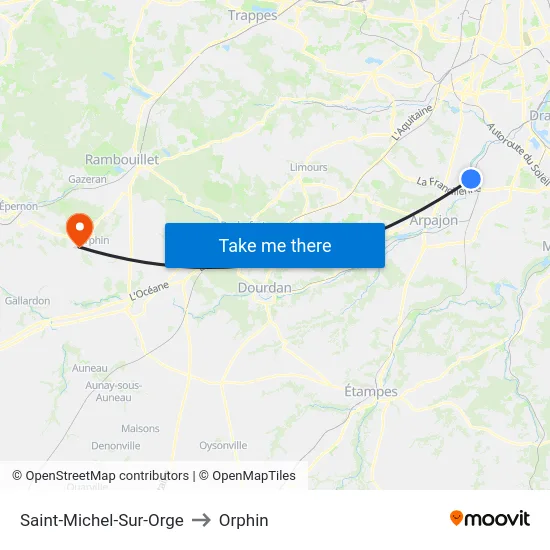 Saint-Michel-Sur-Orge to Orphin map