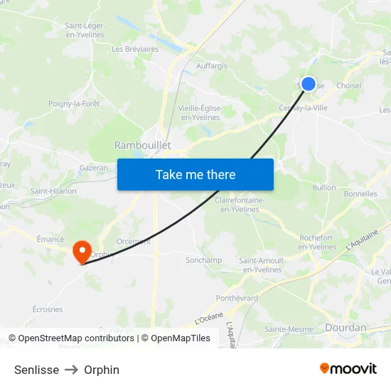 Senlisse to Orphin map