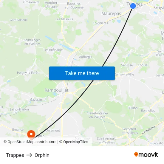 Trappes to Orphin map