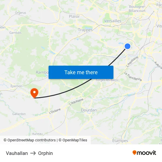 Vauhallan to Orphin map