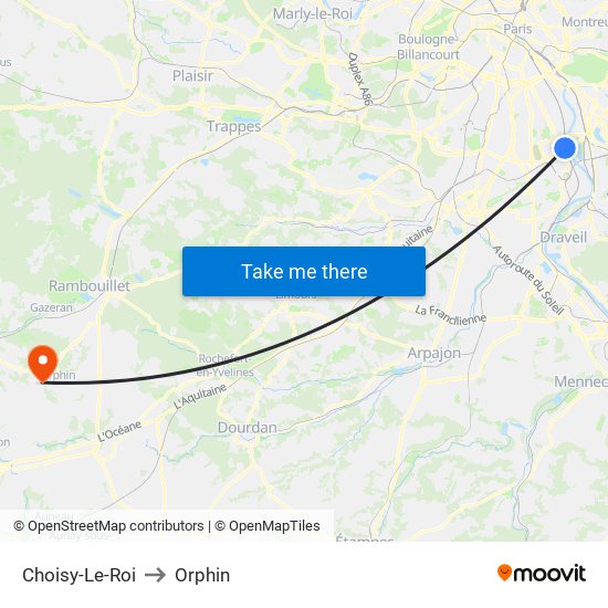 Choisy-Le-Roi to Orphin map