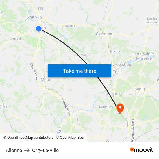 Allonne to Orry-La-Ville map
