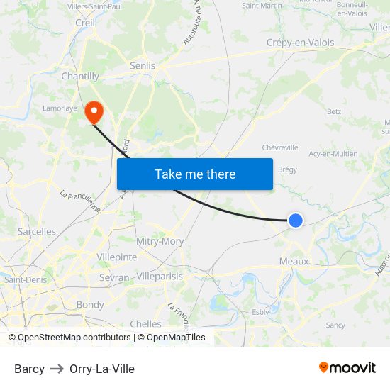 Barcy to Orry-La-Ville map