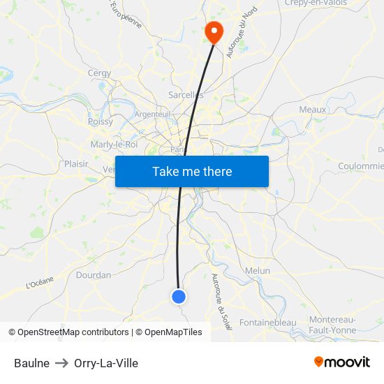 Baulne to Orry-La-Ville map