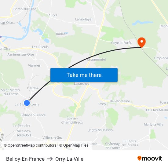 Belloy-En-France to Orry-La-Ville map