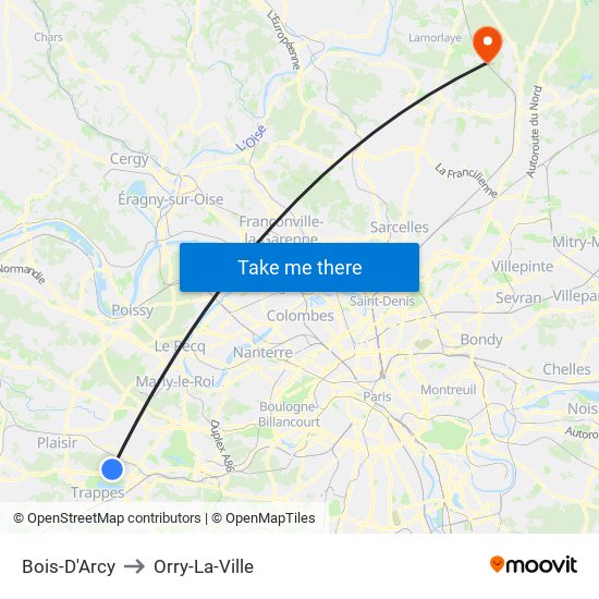 Bois-D'Arcy to Orry-La-Ville map
