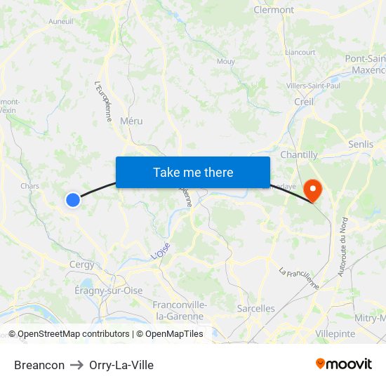 Breancon to Orry-La-Ville map