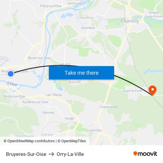 Bruyeres-Sur-Oise to Orry-La-Ville map