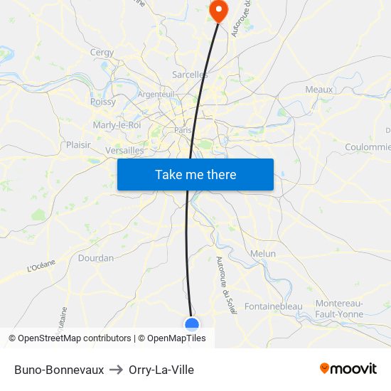 Buno-Bonnevaux to Orry-La-Ville map