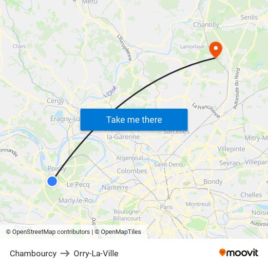 Chambourcy to Orry-La-Ville map