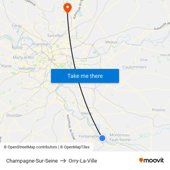 Champagne-Sur-Seine to Orry-La-Ville map
