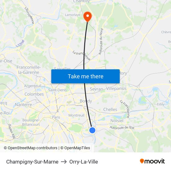 Champigny-Sur-Marne to Orry-La-Ville map