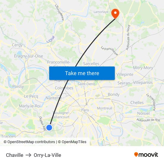Chaville to Orry-La-Ville map