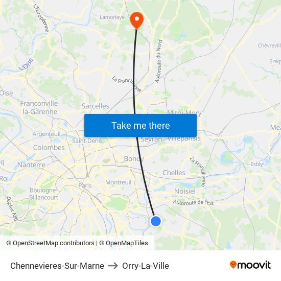 Chennevieres-Sur-Marne to Orry-La-Ville map
