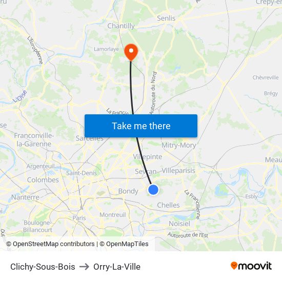 Clichy-Sous-Bois to Orry-La-Ville map
