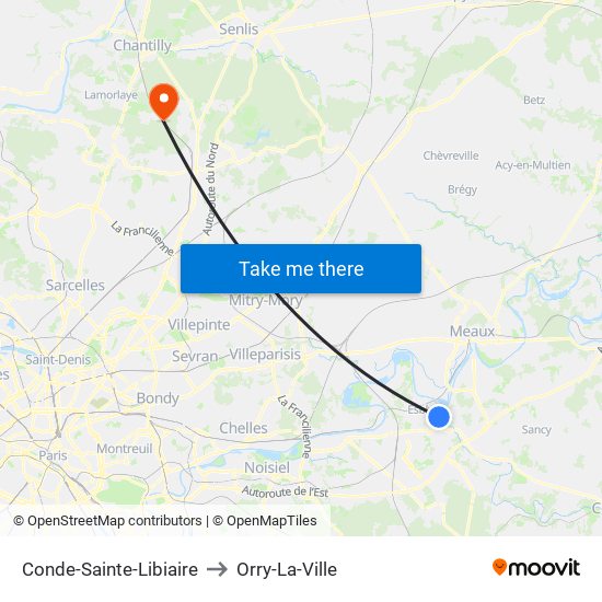 Conde-Sainte-Libiaire to Orry-La-Ville map