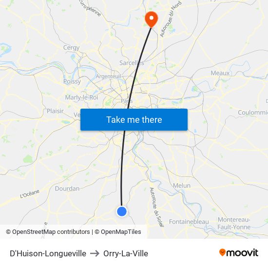 D'Huison-Longueville to Orry-La-Ville map