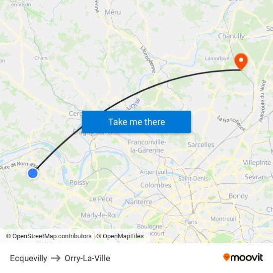 Ecquevilly to Orry-La-Ville map