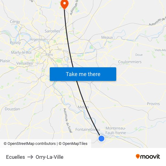 Ecuelles to Orry-La-Ville map