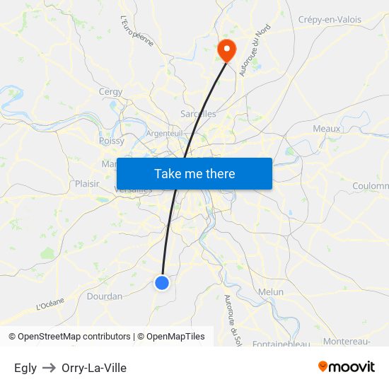 Egly to Orry-La-Ville map