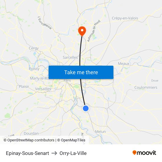 Epinay-Sous-Senart to Orry-La-Ville map