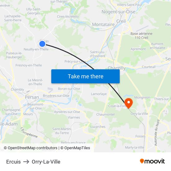 Ercuis to Orry-La-Ville map