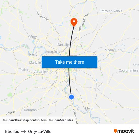 Etiolles to Orry-La-Ville map