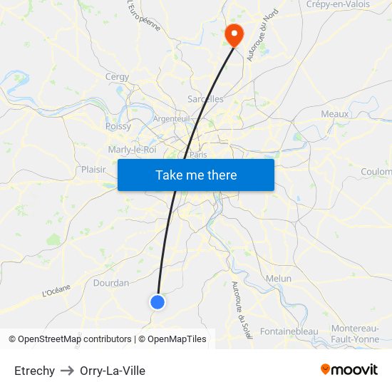 Etrechy to Orry-La-Ville map