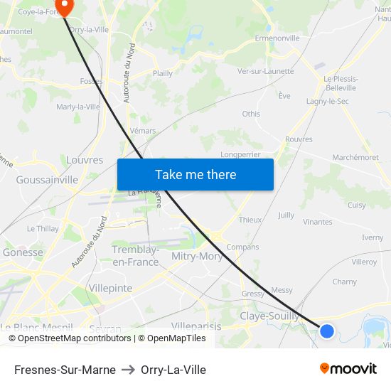 Fresnes-Sur-Marne to Orry-La-Ville map