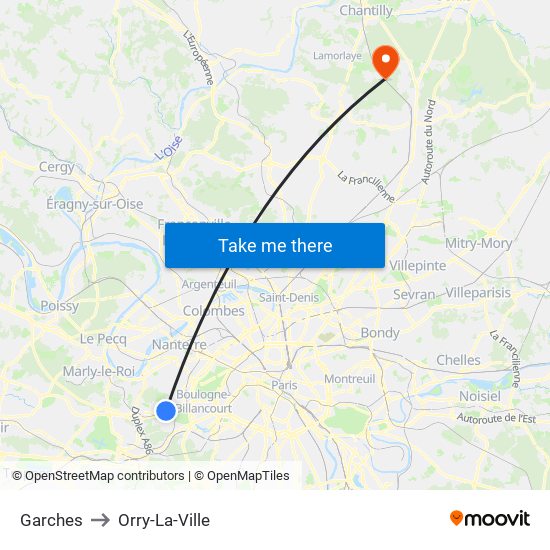 Garches to Orry-La-Ville map
