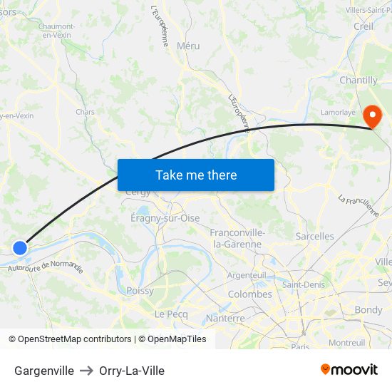 Gargenville to Orry-La-Ville map
